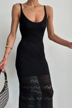 Cami U-Neck Crochet  Knit Maxi Sweater Dress