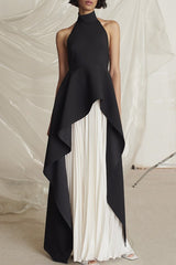 Halter Neck Pleated Prom Dress