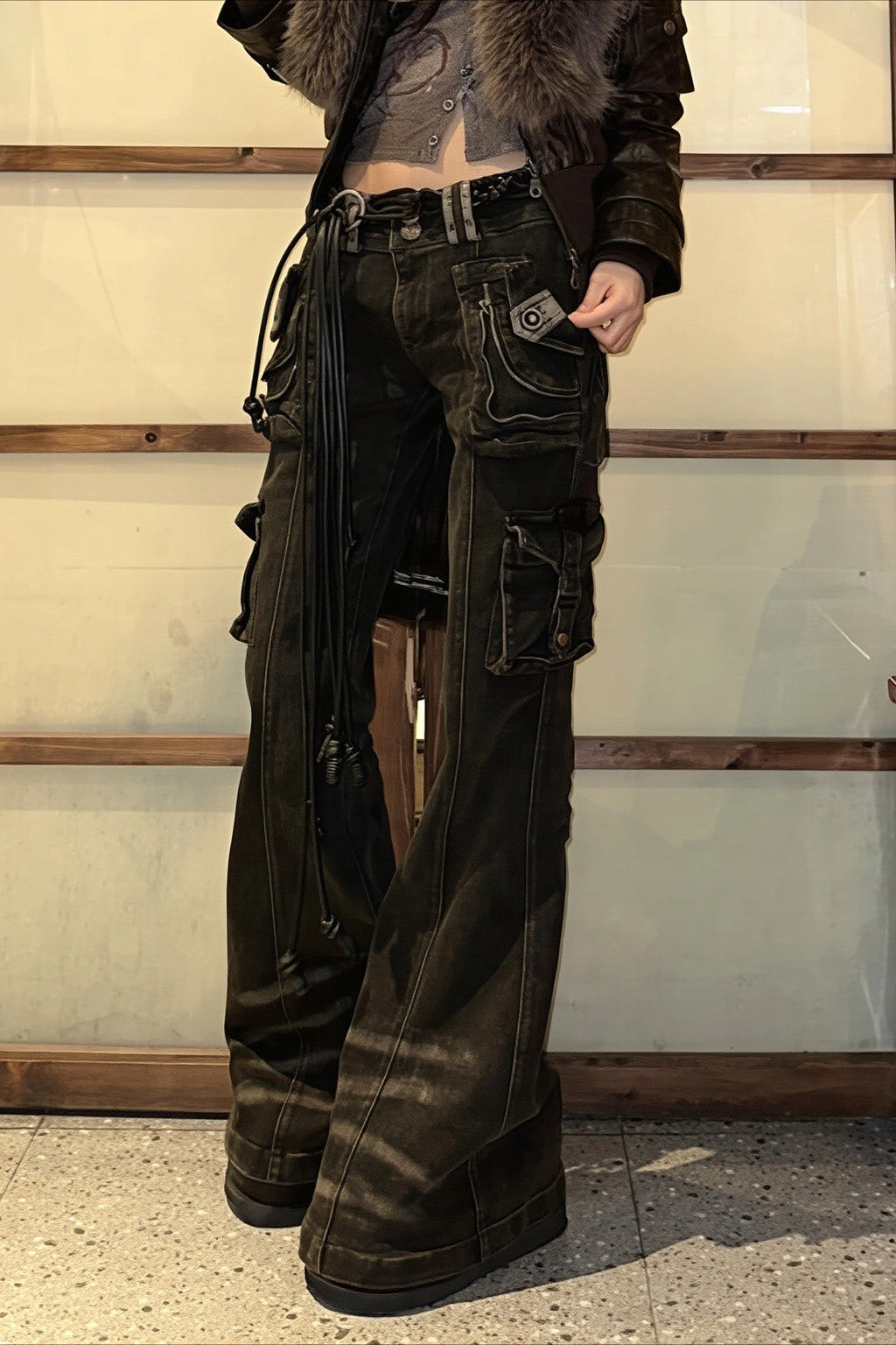 Strapped Multi Pocket Gothic Cargo Jeans