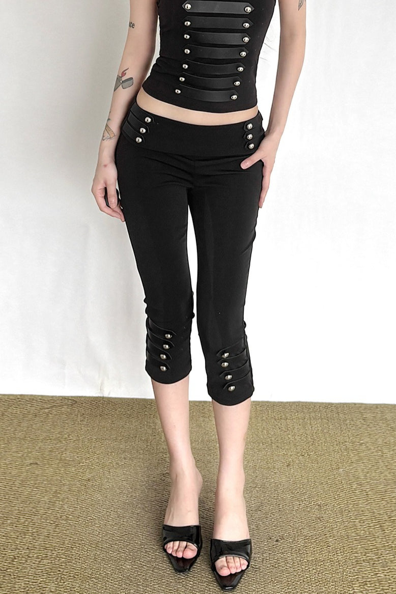 Metal Buckle Capri Slim Fit Pants Secondary image