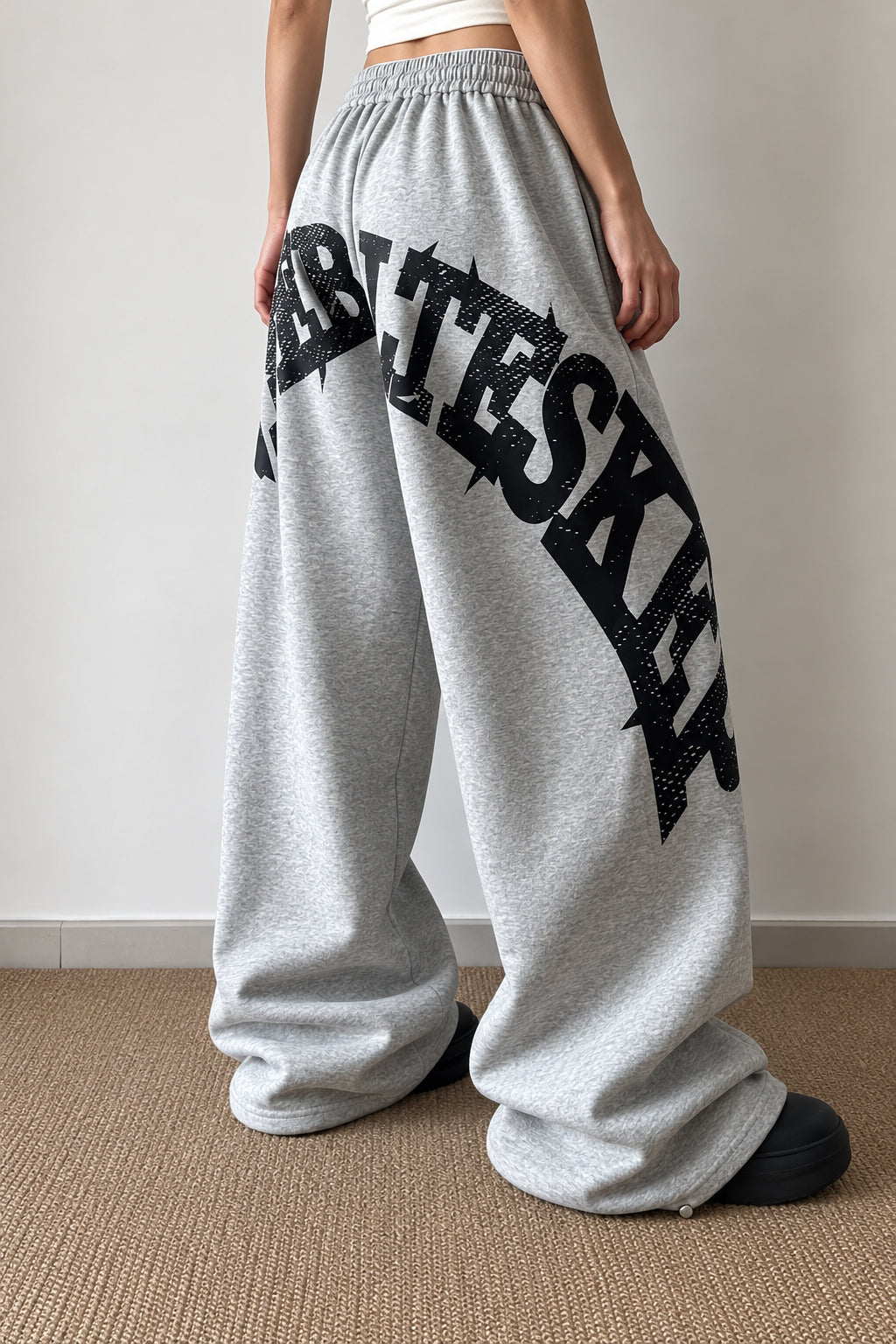 Oversized Letter Print Wide Leg Pants