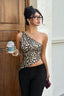 Leopard One-Shoulder Asymmetric Hem Crop Top