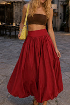 Pocket Smocked Elastic Waist Lantern Skirt