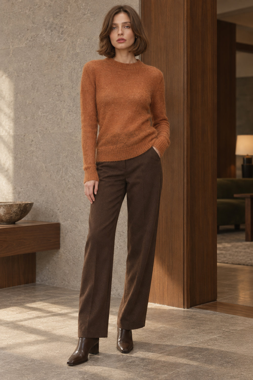 Sheer Blend Round Neck Knit Top