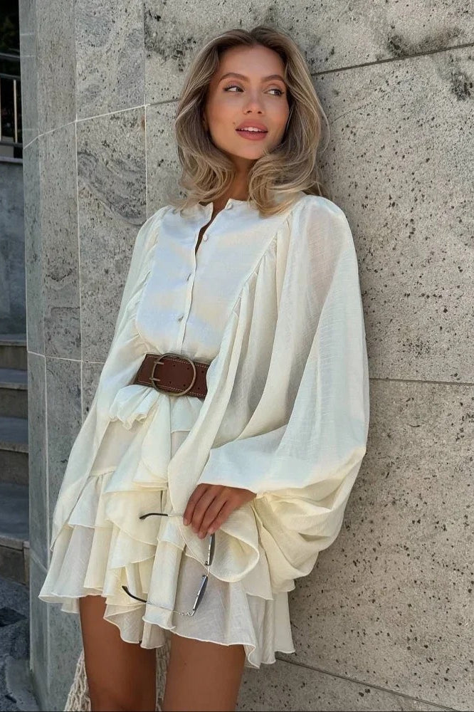 Round Neck Ruffle Edge Mini Dress Secondary image