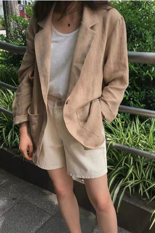 Retro Khaki Linen Blazer Main image