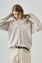 Slouchy V-Neck Hooded Sweater