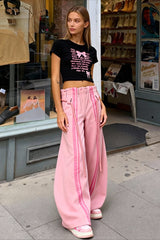 Streetwear Drawstring High-Waist Wide Pants