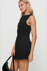 Slim Round Neck Work Dress