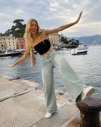 Casual High Waist Washed Straight Jeans