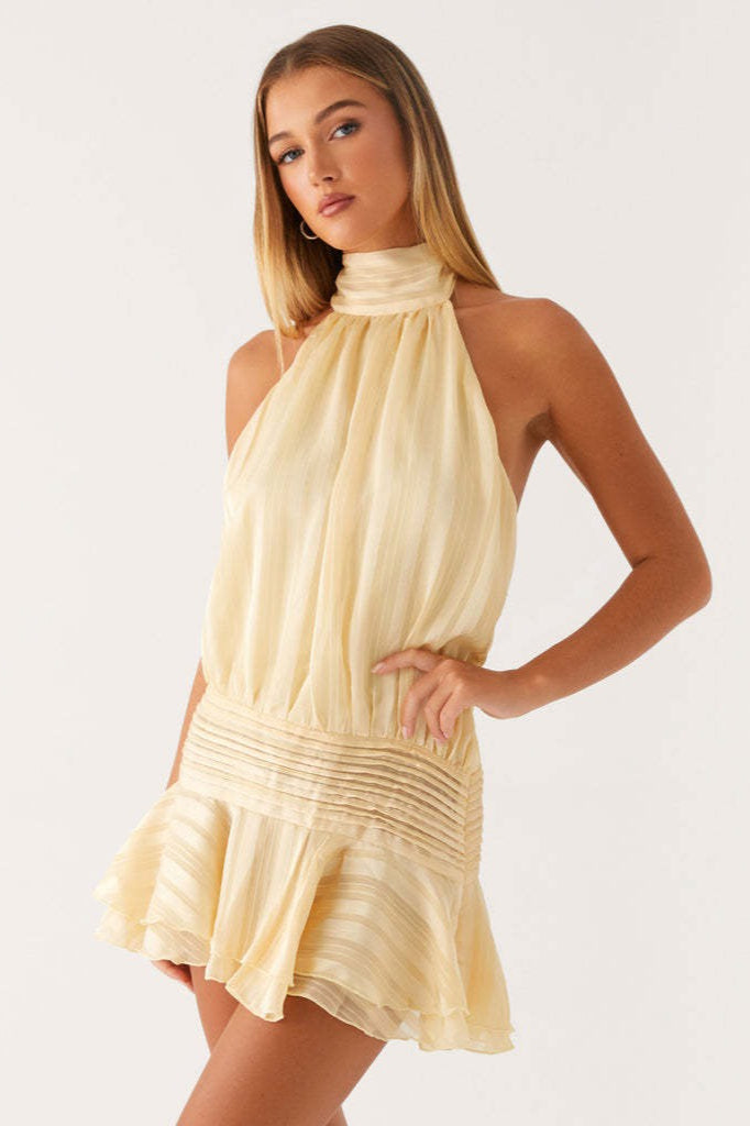 Sexy Sleeveless Halter Backless Mini Dress