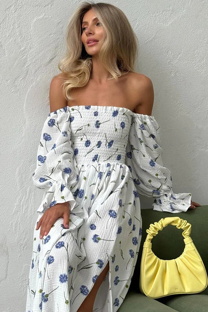 Vintage Ruffle Midi Side Slit Floral Dress Main image