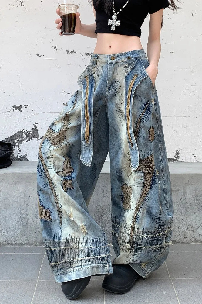 Punk Streetwear Wide Leg Denim Jeans Secondary image