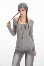 Lace Back Scoop Neck Long Sleeve T-Shirt