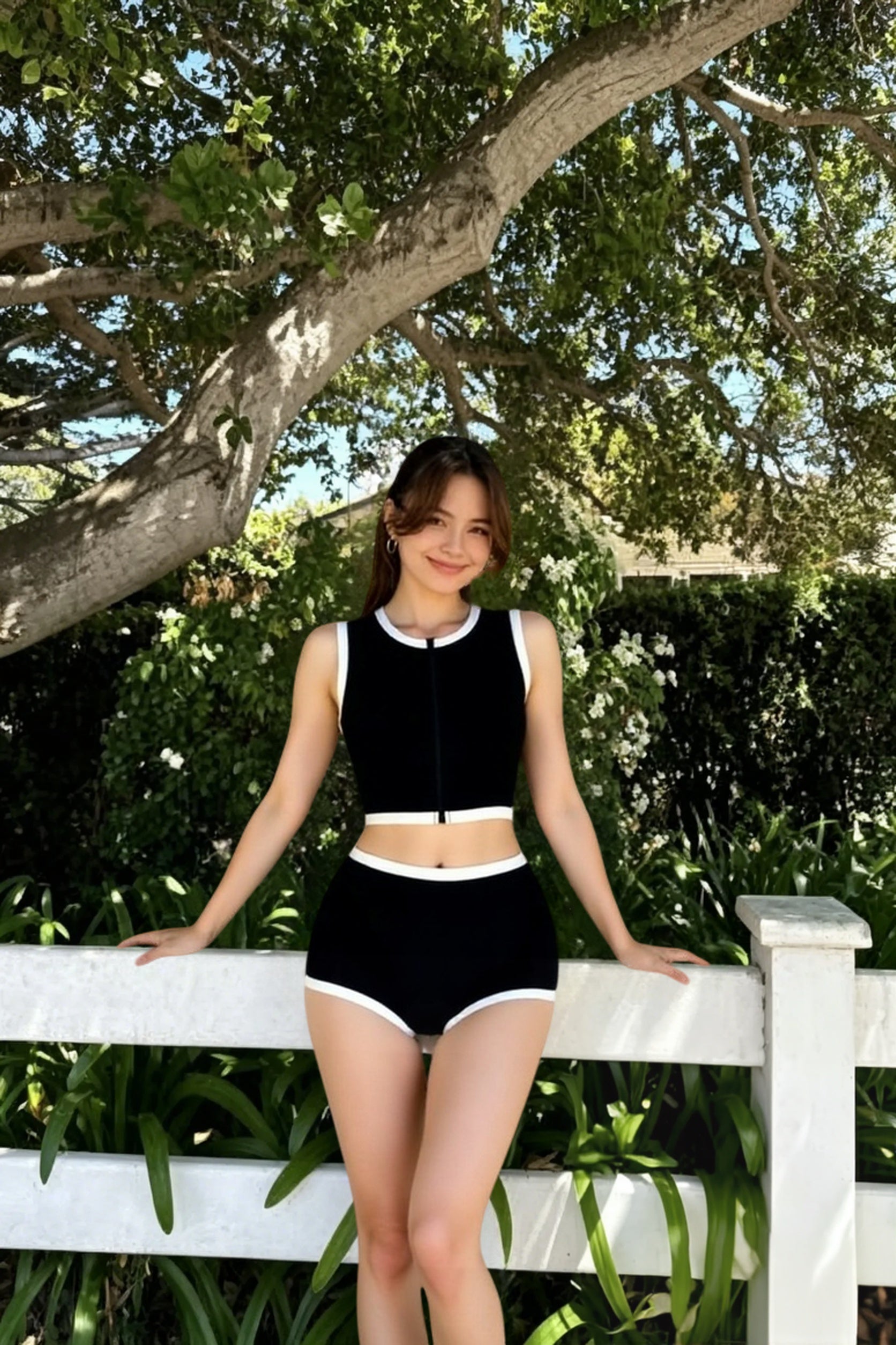 Sexy Black White Push Up Two Piece Swim Set Main image