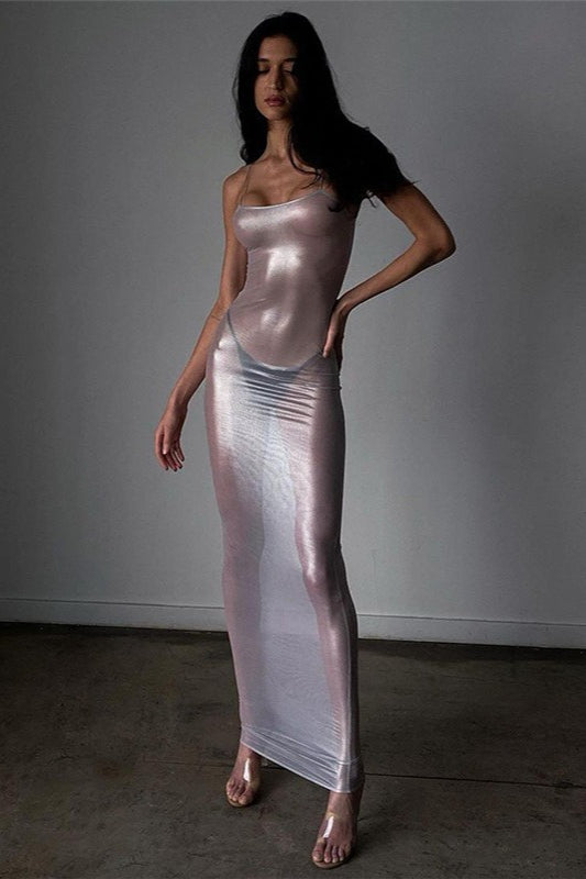 Sheer Metallic Slip Dress Main image