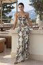 Abstract Zebra Pattern Halter Maxi Skirt Set