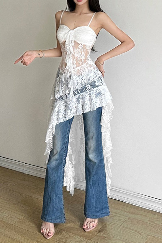 High Waist Backless Lace Dress Secondary image
