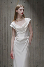 Elegant Off Shoulder Strap White Bridal Formal Dress