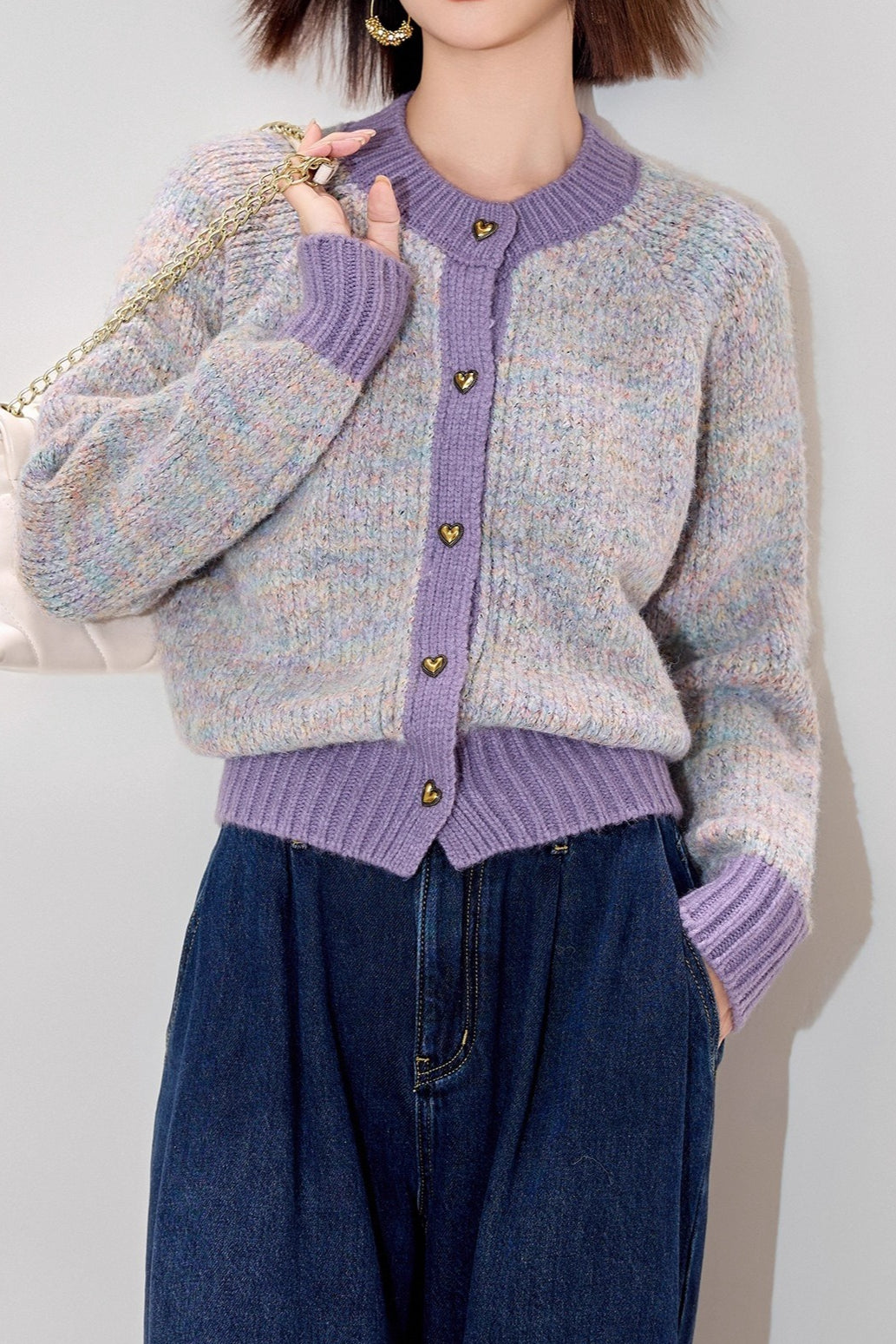 Tweed Color Block Cardigan Secondary image