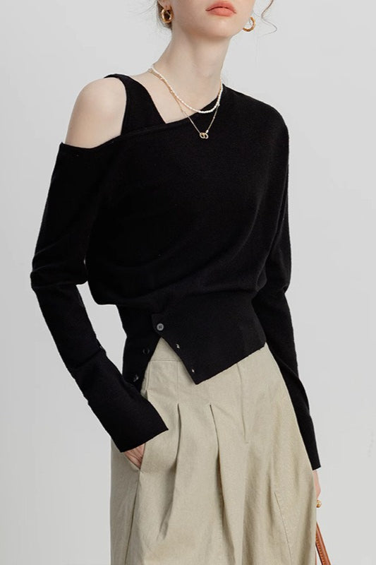 Asymmetric Neckline Chic Knit Top Secondary image