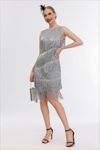 Vintage Beaded Fringe Party Dress