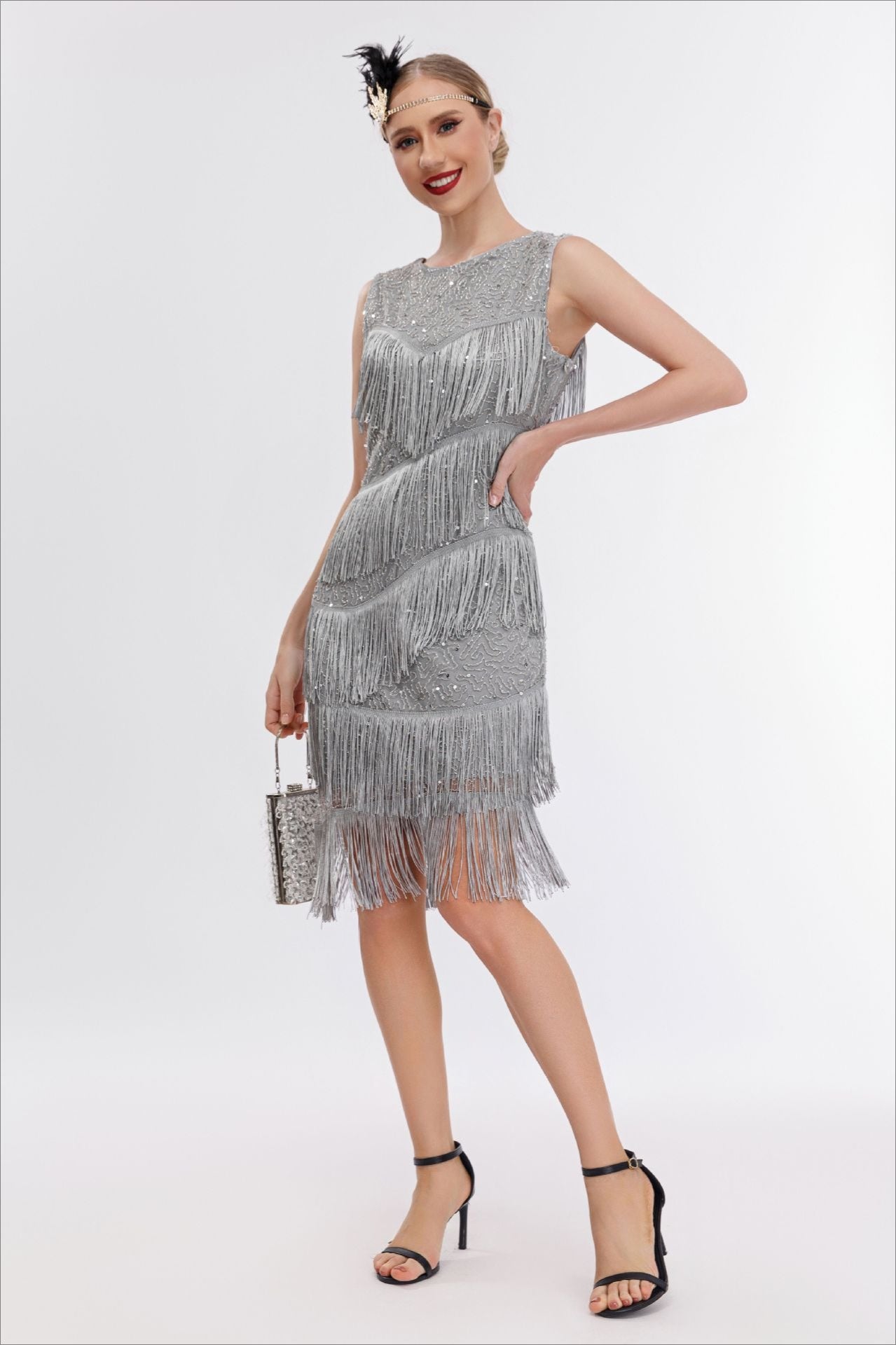 Vintage Beaded Fringe Party Dress