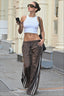 Leopard Side Stripe Wide Leg Pants