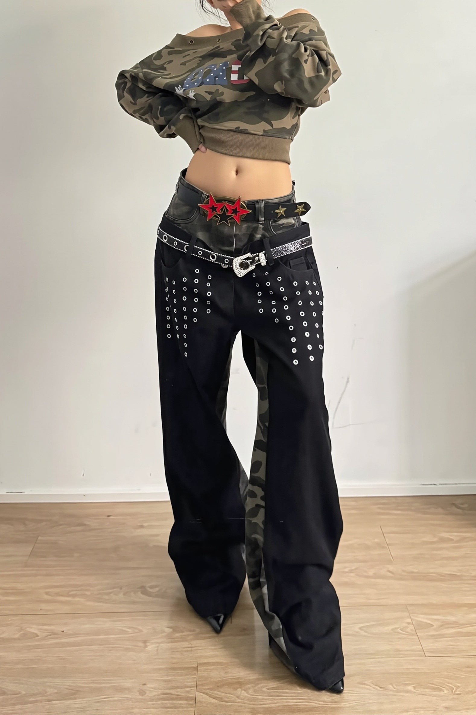 Rivet Washed High Rise Wide Leg Jeans Secondary image