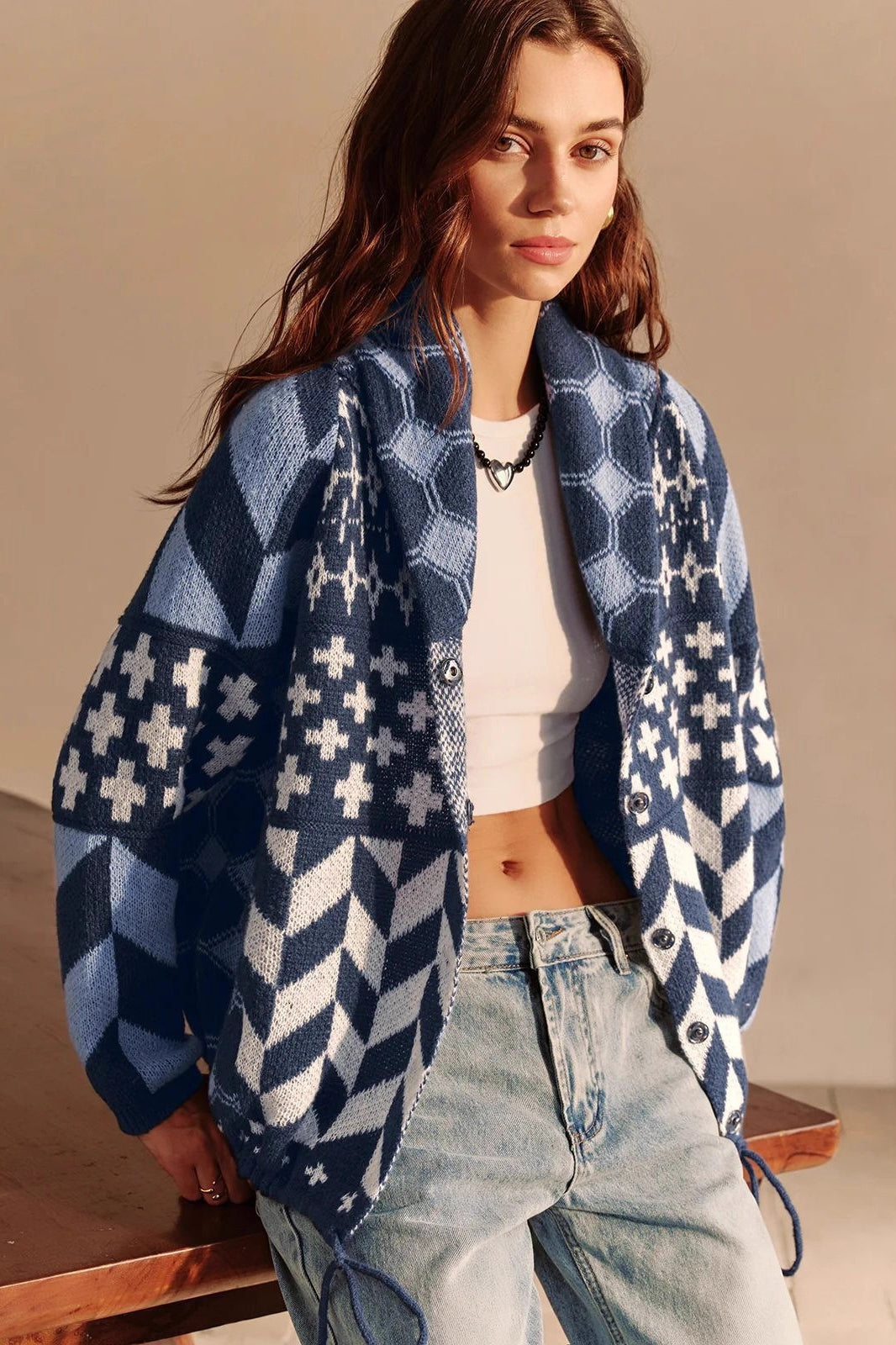 Oversized Abstract Knit Cardigan Secondary image