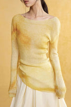 Soft Deconstructed Print Knit Top