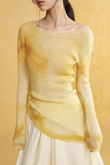 Soft Deconstructed Print Knit Top