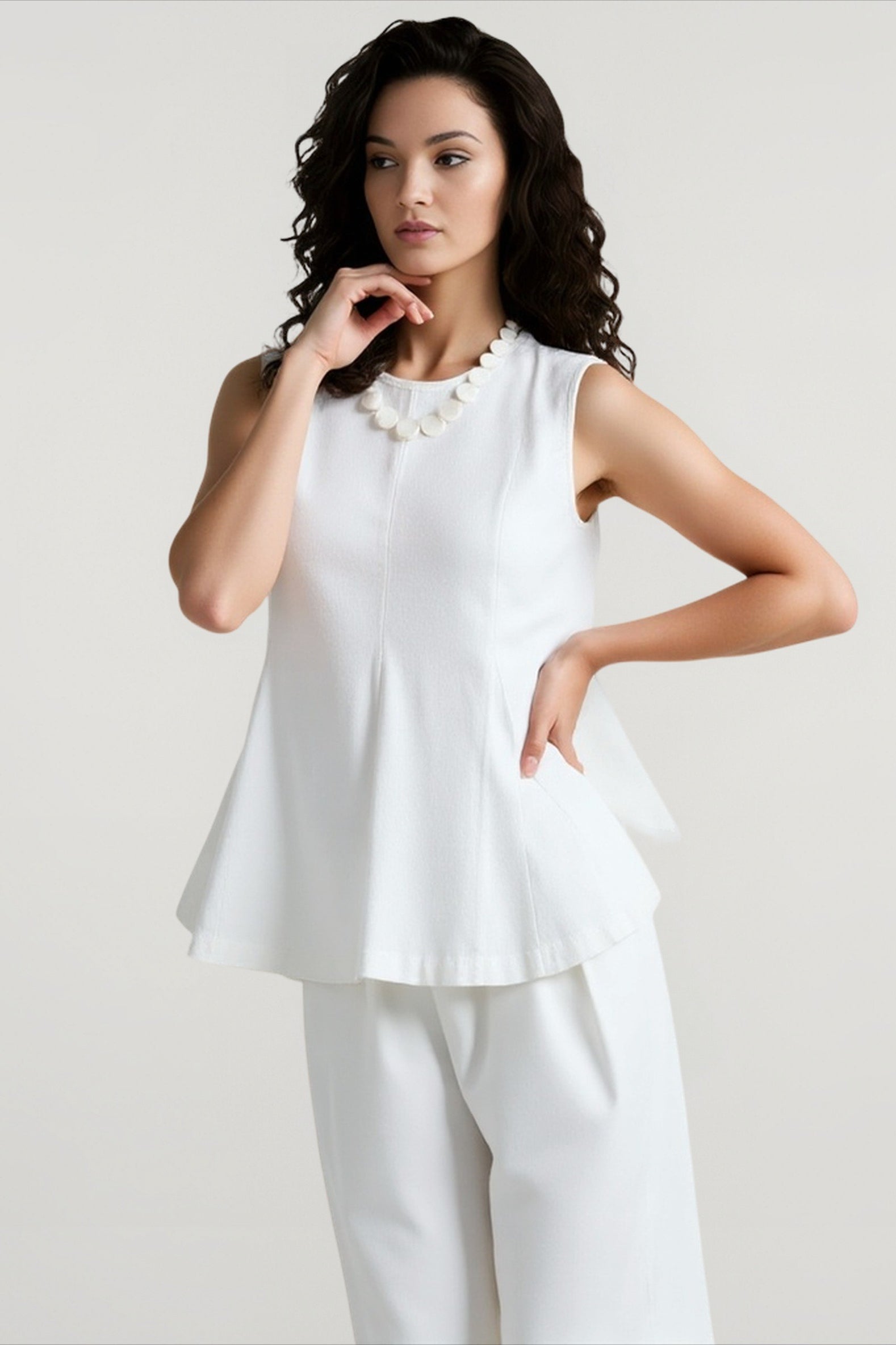 French Linen Crew Neck Blouse Secondary image