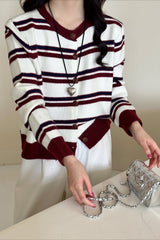 Colorblock Striped Knit Sweater