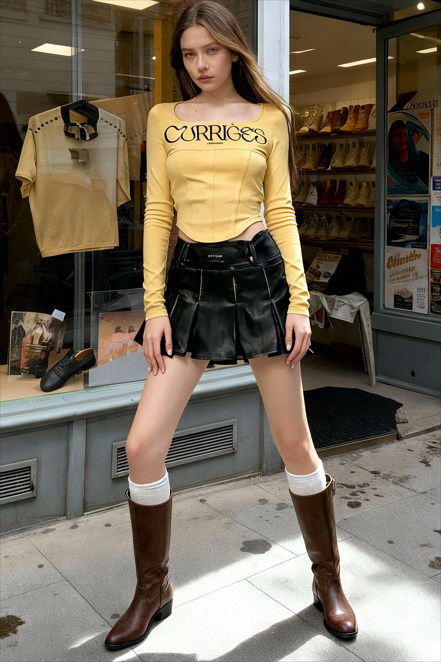Wide Neck Corset Crop Top Secondary image