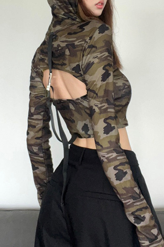 Backless Camouflage Hoodie Secondary image