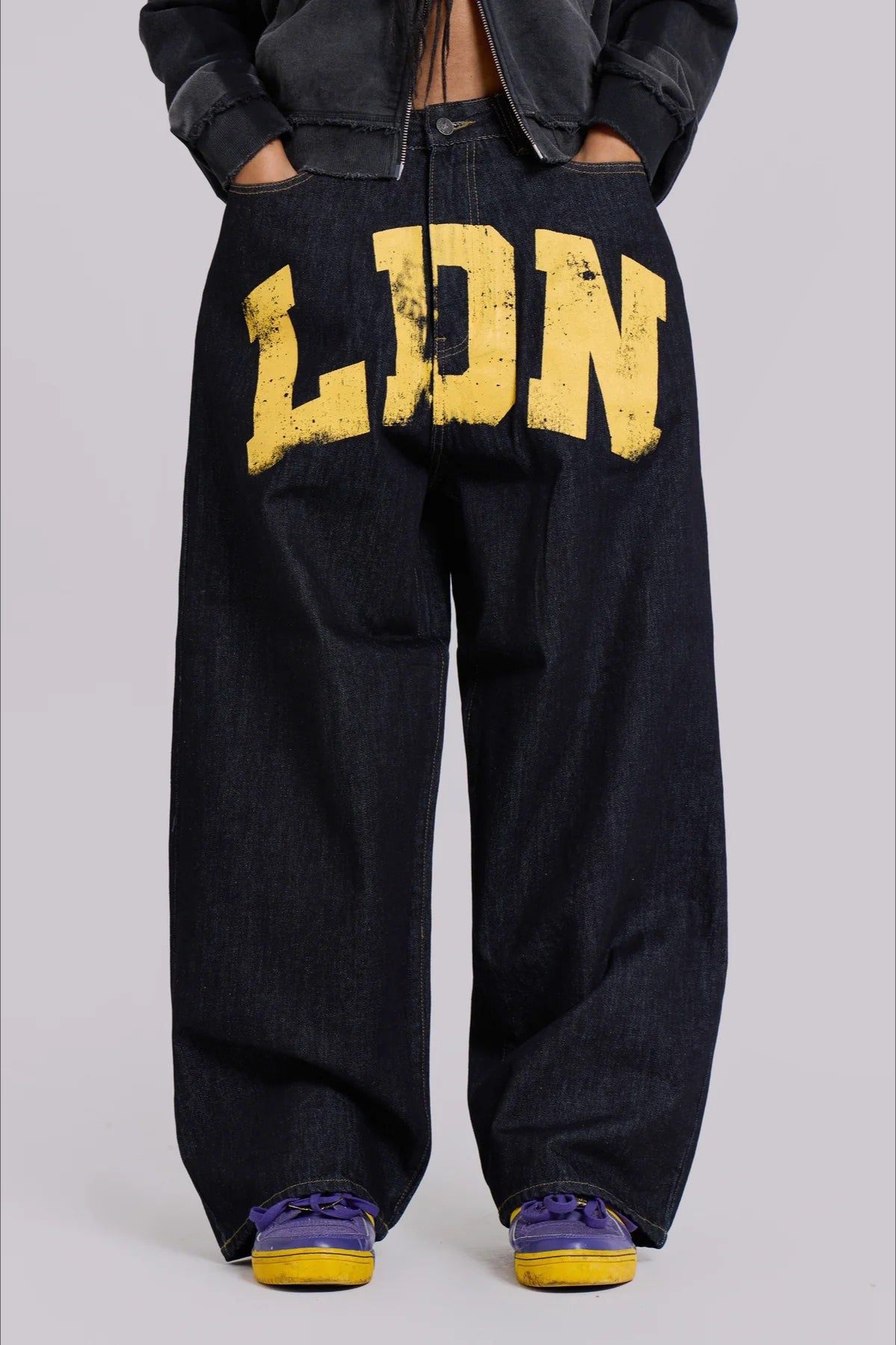 Bold Letter Graphic Loose Straight Jeans Secondary image