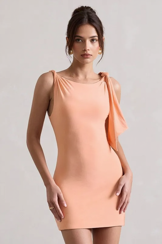 Solid Bodycon Twist Mini Party Dress Main image