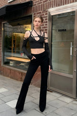 Phased Out Cut Out Cropped Top