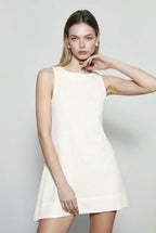 Pure Linen Crew Neck Tank Vacation Dress
