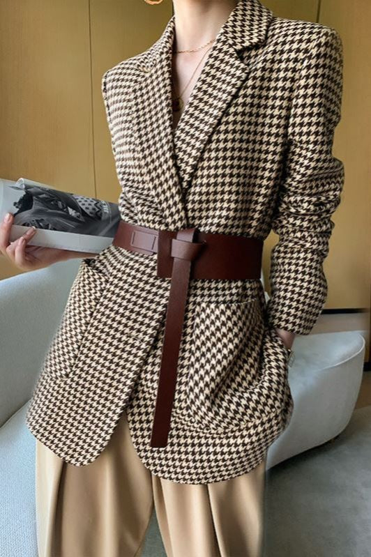 Classic Tweed Houndstooth Blazer Main image