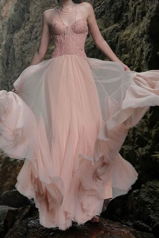 Lace Corset Tulle Ball Gown Strapless Wedding Dress Secondary image