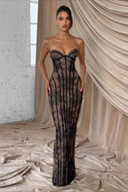 Strapless Lace Bodycon Maxi Lace Dress