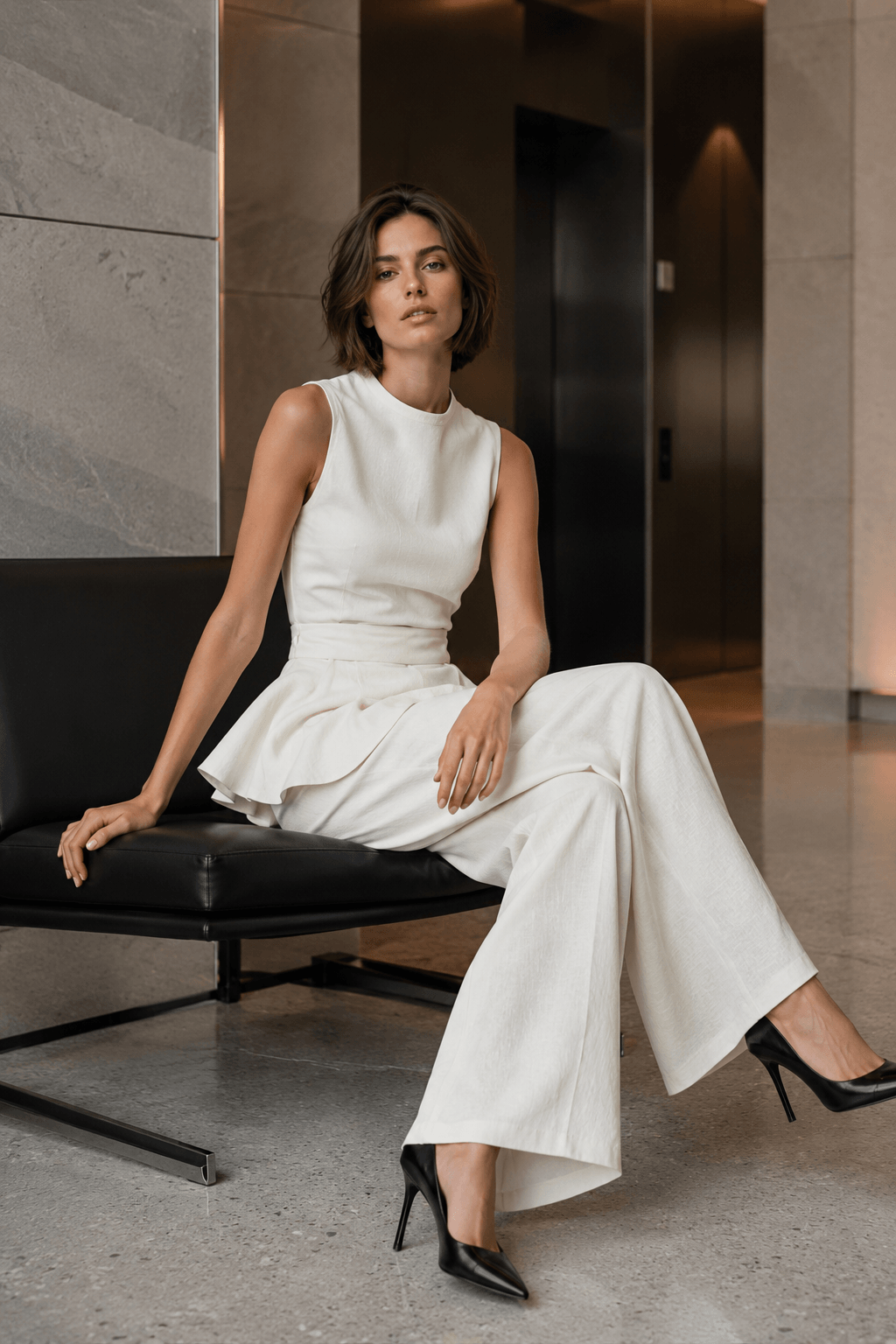 Sleeveless Minimalist Casual Two Piece Work Set Secondary image