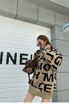 Jacquard Letter Knit Pullover Sweater