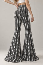 Striped Knit Elastic Flare Pants