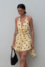 Polka Dot Chiffon Halter Mini Dress