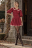 Vintage Polka Dot Peter Pan Collar Puff Sleeve Mini Dress