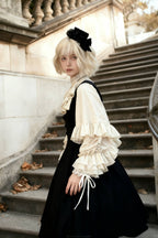 Dark Frill Batwing Sleeve Top