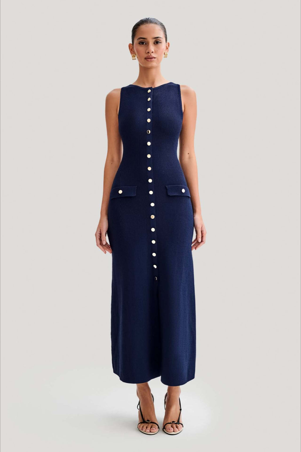 Fashion Buttoned Knit Work Dress